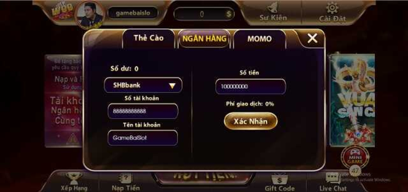 Cách nạp/rút tiền cho tài khoản