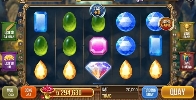 Game Nổ Hũ Kim Cương được thiết lập với số dòng và số cột tương ứng